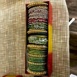 Womans Indian Bangles set size M 8 thread bangles